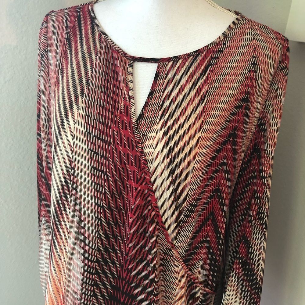 Chico’s Red Patterned Wrap Blouse - image 2